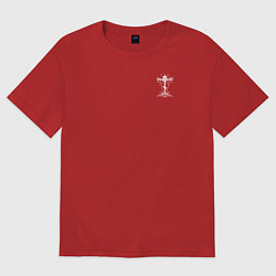 Футболка оверсайз женская Спаси и сохрани белый арт, цвет: красный