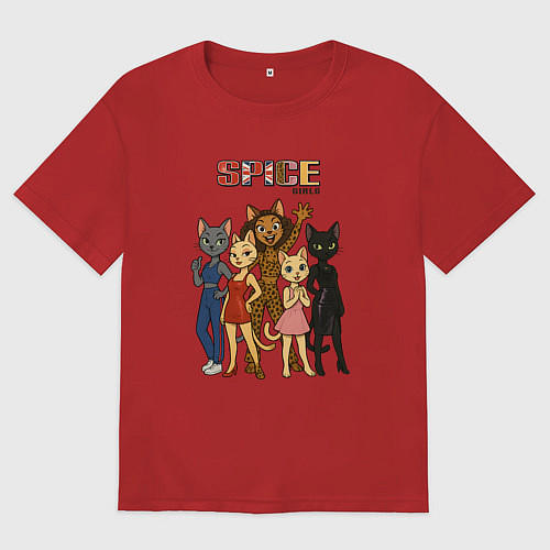 Женская футболка оверсайз Spice girls кошки / Красный – фото 1
