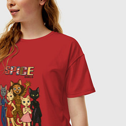 Футболка оверсайз женская Spice girls кошки, цвет: красный — фото 2