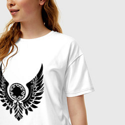 Футболка оверсайз женская Башкортостан крылья с этническими мотивами, цвет: белый — фото 2