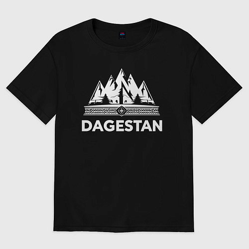 Женская футболка оверсайз Дагестанские горы с узорами / Черный – фото 1