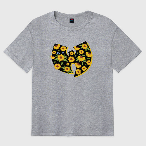Женская футболка оверсайз Wu-Tang flowers / Меланж – фото 1