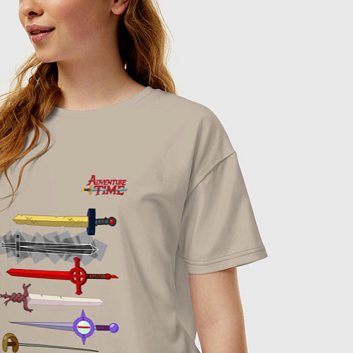 Женская футболка оверсайз Adventure time swords / Миндальный – фото 3