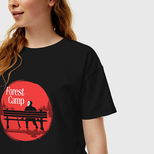 Женская футболка оверсайз Forest camp / Черный – фото 3
