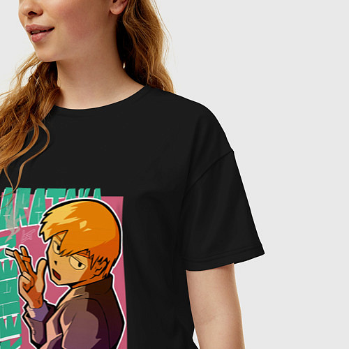Женская футболка оверсайз Моб психо 100 Arataka Reigen / Черный – фото 3