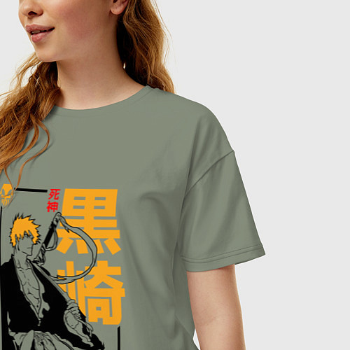 Женская футболка оверсайз Блич Ичиго Куросаки кун / Авокадо – фото 3