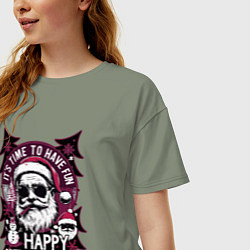 Футболка оверсайз женская Плохой дед мороз на новый год, цвет: авокадо — фото 2