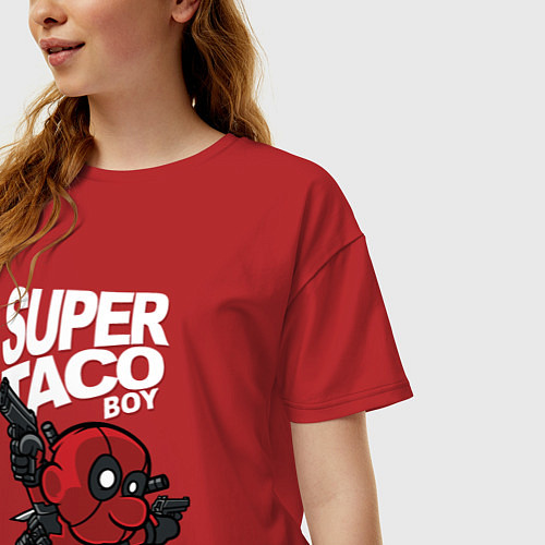 Женская футболка оверсайз Super taco boy / Красный – фото 3