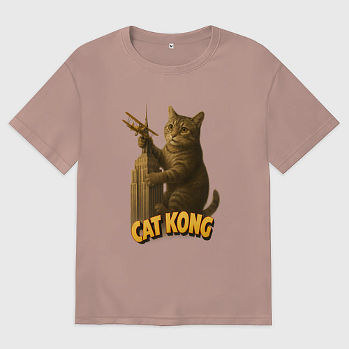 Женская футболка оверсайз Cat Cong / Пыльно-розовый – фото 1