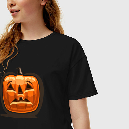 Женская футболка оверсайз Smile halloween / Черный – фото 3
