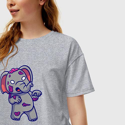 Женская футболка оверсайз Слоник зомби / Меланж – фото 3