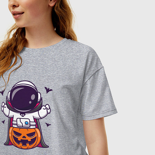 Женская футболка оверсайз Spaceman halloween / Меланж – фото 3