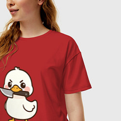 Футболка оверсайз женская Утенок с ножом, цвет: красный — фото 2