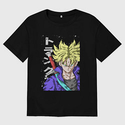 Футболка оверсайз женская Драконий жемчуг Транкс из будущего, цвет: черный