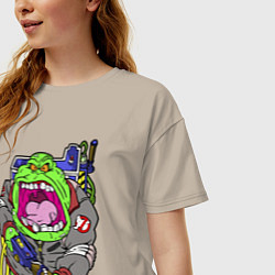 Футболка оверсайз женская Ghostbusters - Лизун охотник, цвет: миндальный — фото 2