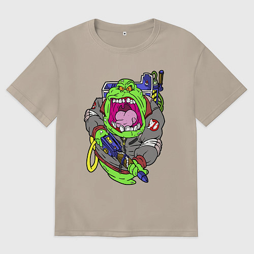 Женская футболка оверсайз Ghostbusters - Лизун охотник / Миндальный – фото 1