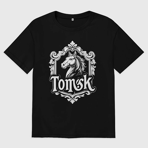 Женская футболка оверсайз Томская лошадь / Черный – фото 1