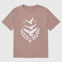 Футболка оверсайз женская Пять серебряных птиц Чебоксар, цвет: пыльно-розовый
