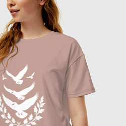 Футболка оверсайз женская Пять серебряных птиц Чебоксар, цвет: пыльно-розовый — фото 2