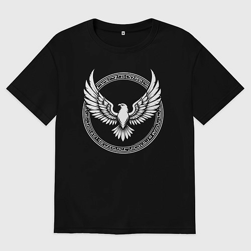 Женская футболка оверсайз Орел стилизованый круг / Черный – фото 1