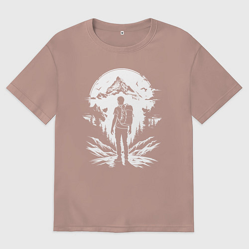 Женская футболка оверсайз Трекинг в горах / Пыльно-розовый – фото 1