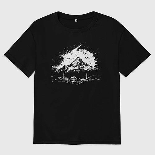 Женская футболка оверсайз Гора и минареты / Черный – фото 1