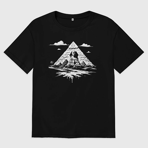Женская футболка оверсайз Тайна пирамид и Сфинкса / Черный – фото 1