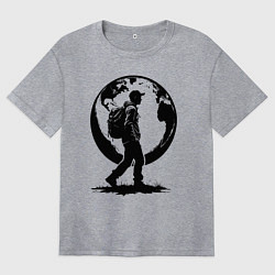 Футболка оверсайз женская Путешественник мира, цвет: меланж