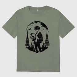 Футболка оверсайз женская Путешествие сквозь города аниме, цвет: авокадо