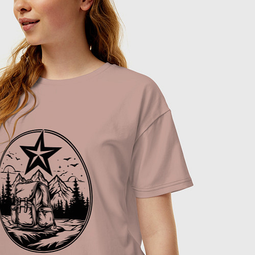 Женская футболка оверсайз Советский путешественник / Пыльно-розовый – фото 3