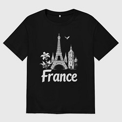 Футболка оверсайз женская Французская элегантность, цвет: черный