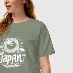 Футболка оверсайз женская Японский круглый дракон, цвет: авокадо — фото 2