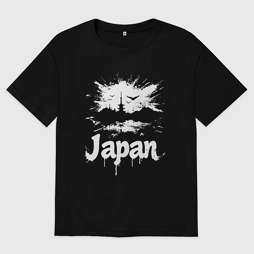Женская футболка оверсайз Япония в граффити-стиле / Черный – фото 1