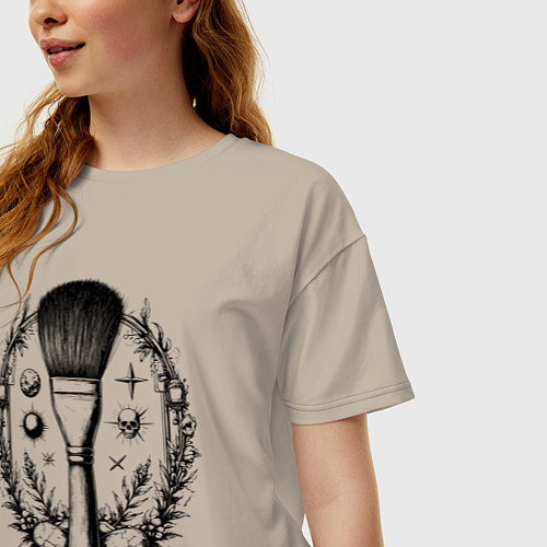 Женская футболка оверсайз Космическая кисть / Миндальный – фото 3