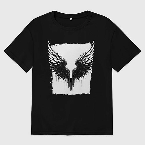 Женская футболка оверсайз Глитч крыльев / Черный – фото 1