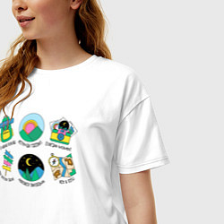 Футболка оверсайз женская Походные стикеры, цвет: белый — фото 2