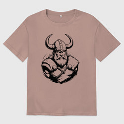 Футболка оверсайз женская Грозный воин севера, цвет: пыльно-розовый