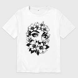 Футболка оверсайз женская Цветочный взгляд, цвет: белый