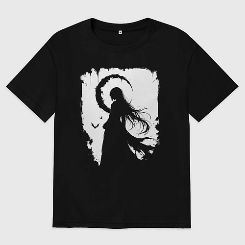 Женская футболка оверсайз Девушка гот аниме / Черный – фото 1