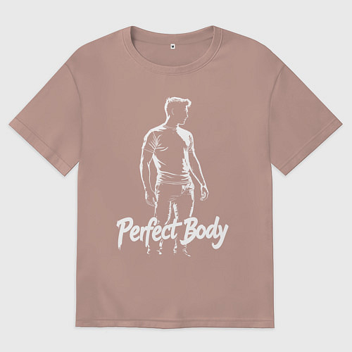 Женская футболка оверсайз Идеальное тело торс мужчины / Пыльно-розовый – фото 1