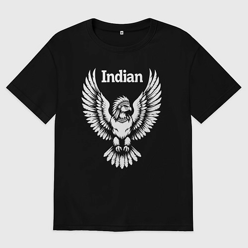 Женская футболка оверсайз Гордый орел-индеец / Черный – фото 1