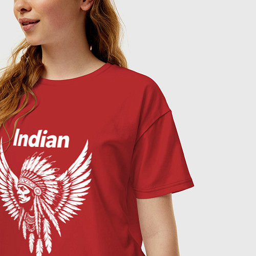 Женская футболка оверсайз Крылатый дух индейца / Красный – фото 3