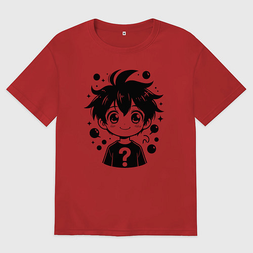 Женская футболка оверсайз Тайна в аниме / Красный – фото 1