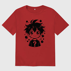 Футболка оверсайз женская Тайна в аниме, цвет: красный