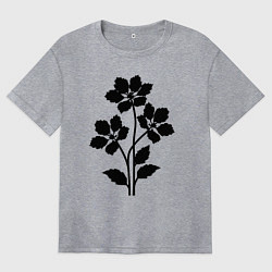 Футболка оверсайз женская Чёрные пиксельные цветы, цвет: меланж