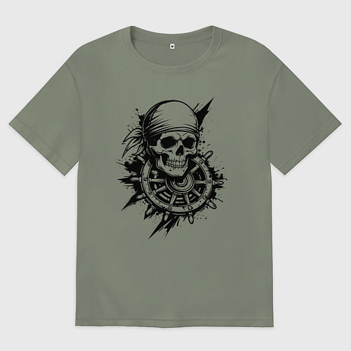 Женская футболка оверсайз Пиратский штурвал / Авокадо – фото 1