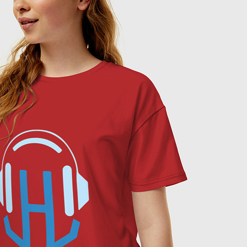 Женская футболка оверсайз Логотип House Music / Красный – фото 3