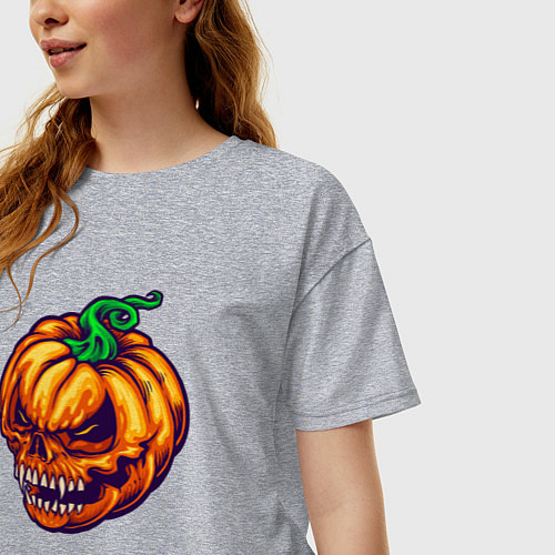 Женская футболка оверсайз Monster pumpkin / Меланж – фото 3