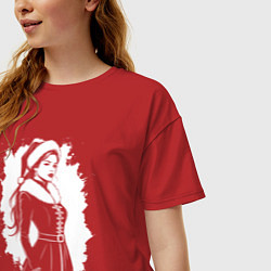 Футболка оверсайз женская Зимняя элегантность снегурочки, цвет: красный — фото 2