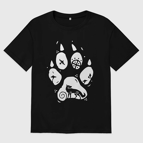 Женская футболка оверсайз Волчья лапа / Черный – фото 1